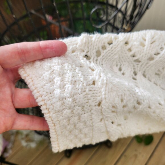 Vintage 80's - 90's White Cotton Oversized Dolman Sleeve Cardigan Sweater - Picture 11 of 15